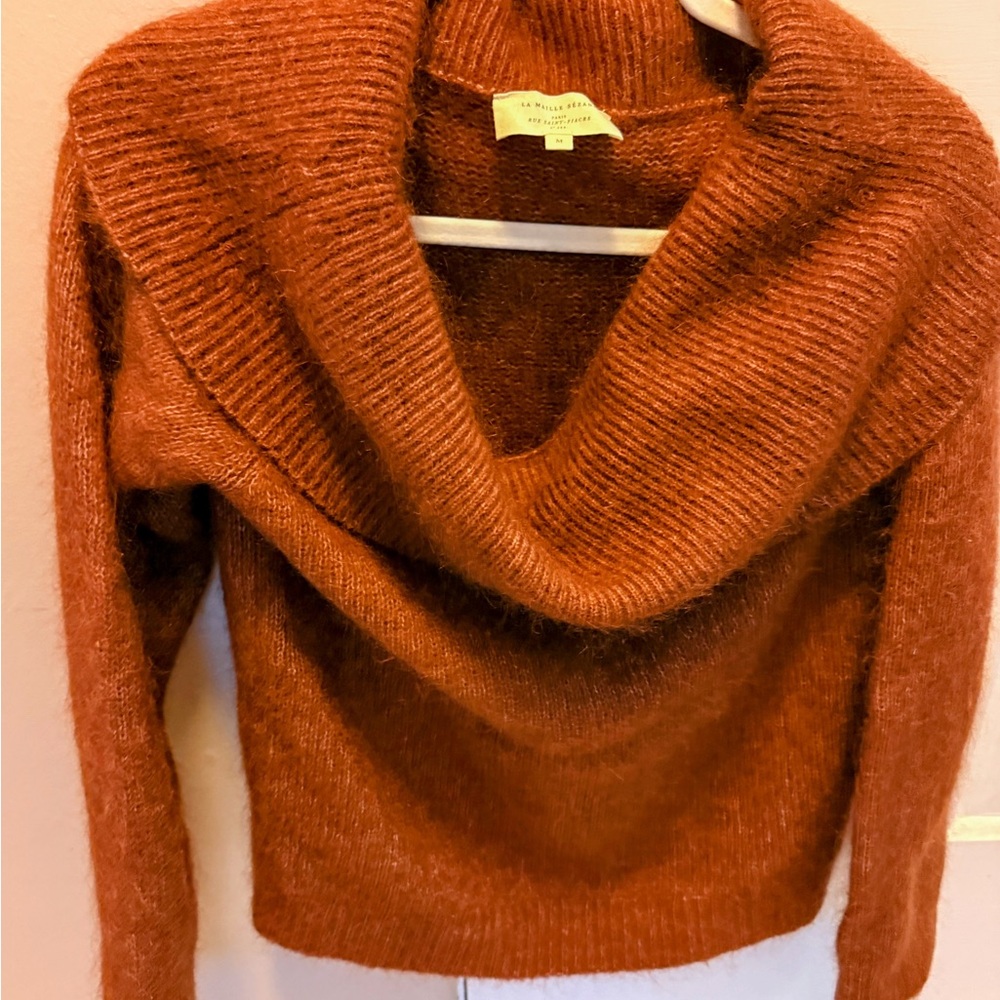 Sezane Warm Rust Cowl Neck Sweater